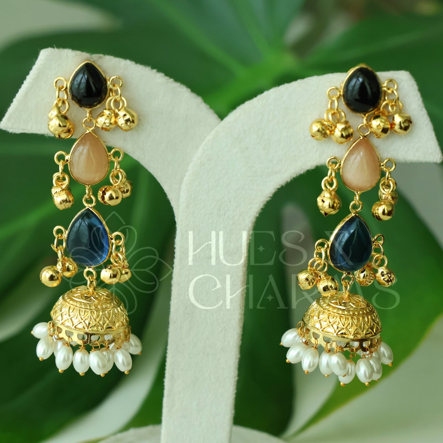 GOLDEN KANIKA PEARL GHUNGROO JHUMKA (Colours available)