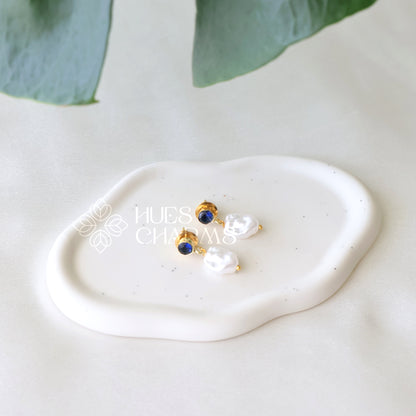 GOLDEN GLOSSY PEARL DROP SMALL EARRINGS (COLOURS AVAILABLE)
