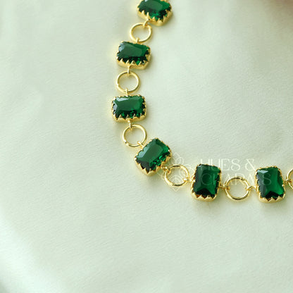 GLOSSY RECTANGLE LUMINA NECKLACE SET (COLOURS AVAILABLE)
