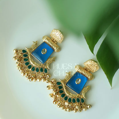 MEHRANG DANGLER EARRINGS WITH GHUNGAROO (Colours available)