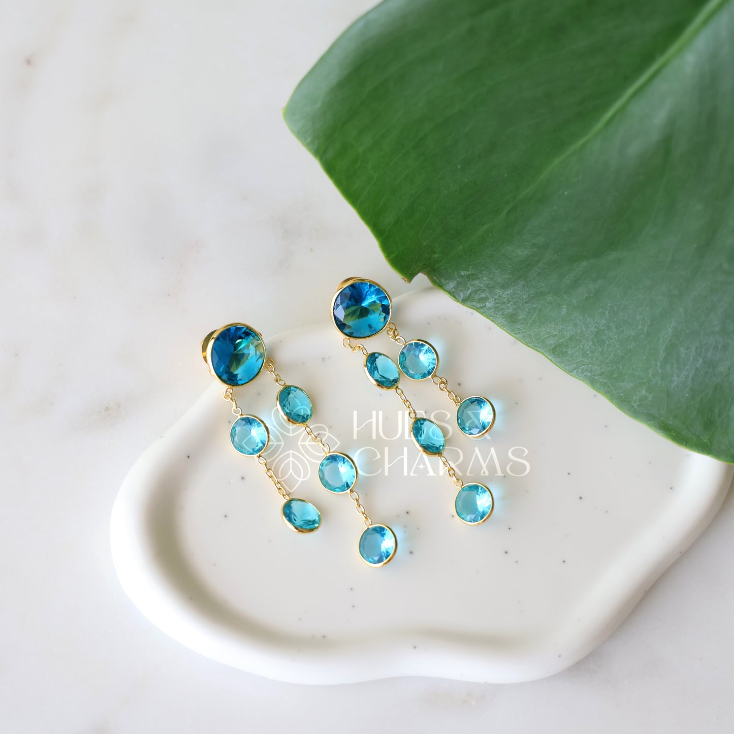 GLOSSY ROYAL AZURE FALL EARRINGS (COLOURS AVAILABLE)