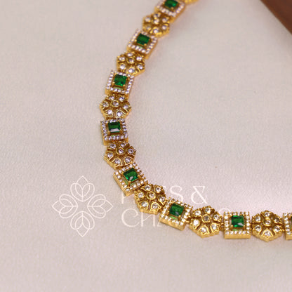 GOLDEN RATNAPUSHPA AD NECKLACE SET (Colours available)