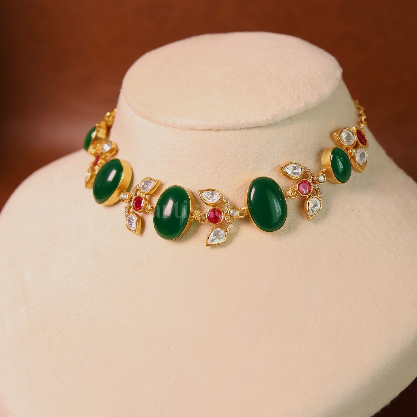 ZÉLIA NATURAL STONE CHOKER SET - GREEN ONYX