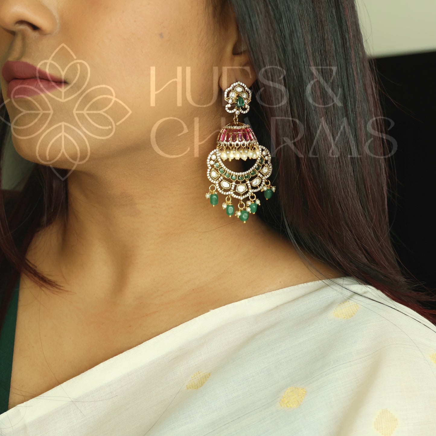 GOLDEN STATEMENT TARANGINI KEMP CHANDBALI EARRINGS| PREMIUM JEWELLERY (Colours available)