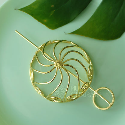 GOLDEN TWIRLING BLOOM HAIR BUN CAGE