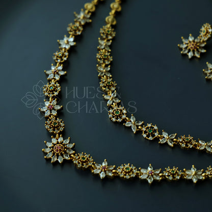 TWO-LAYER AD PUSHPAHARINI NECKLACE SET
