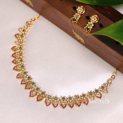 GOLDEN RUBY BLOOM NECKLACE SET