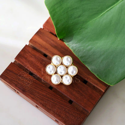 GOLDEN 7 PEARL CELESTE ADJUSTABLE RING