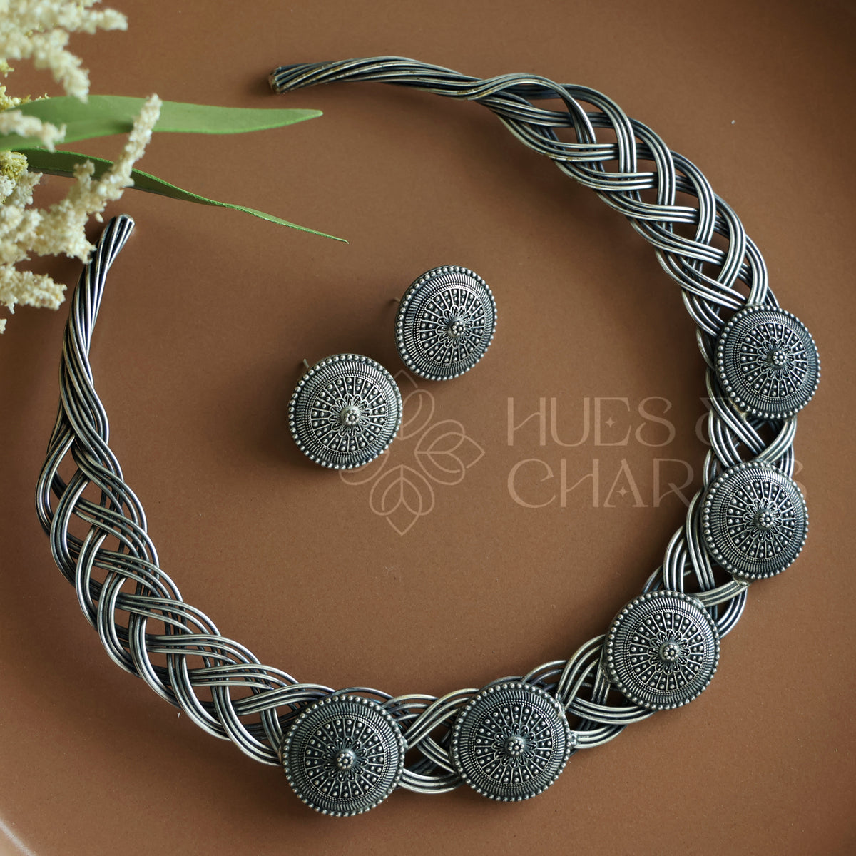 OXIDIZED MANDALA BRAIDED HASLI SET