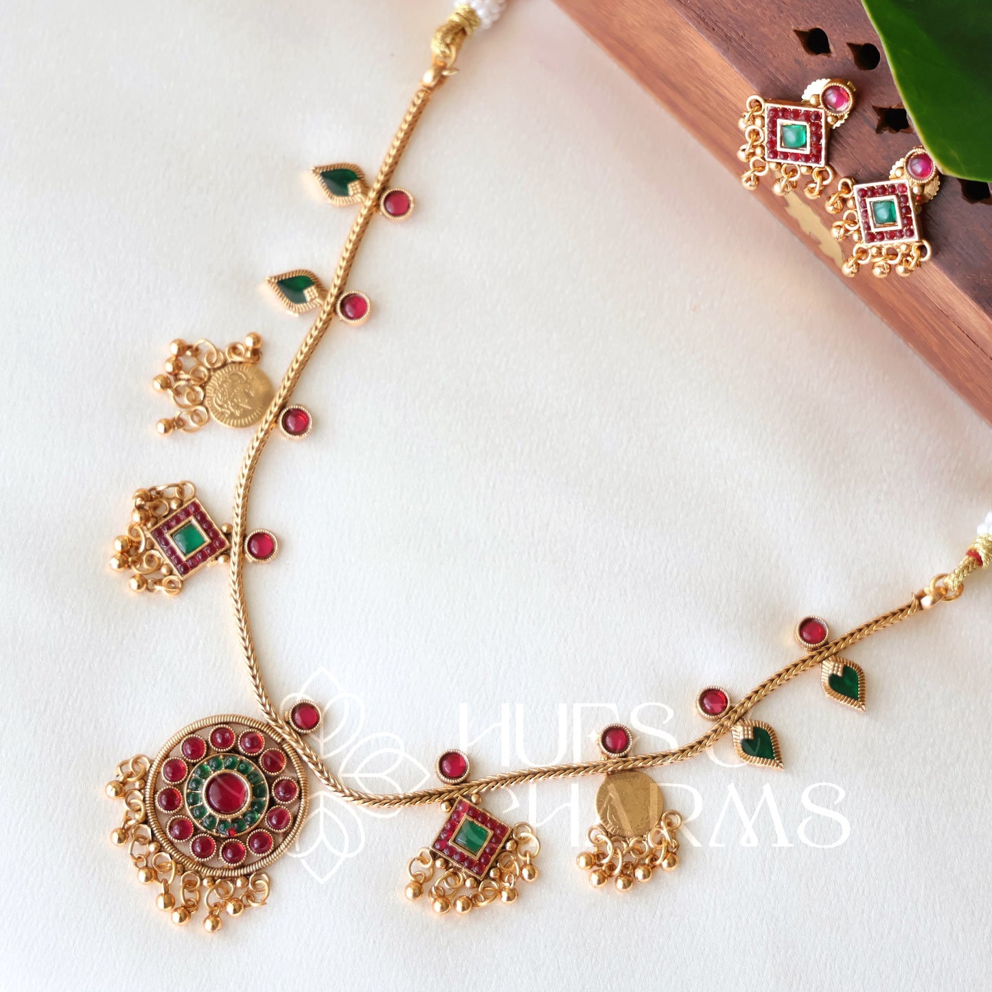 STATEMENT PALAKKA AND KASHU COIN FUSION NECKLACE SET -V2