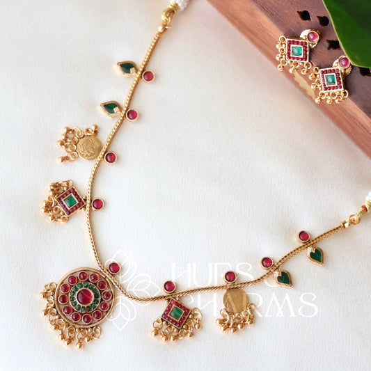 STATEMENT PALAKKA AND KASHU COIN FUSION NECKLACE SET -V2