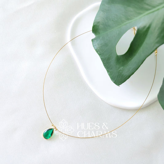 GLOSSY SINGLE DROP FLOATING NECKPIECE (COLOURS AVAILABLE)