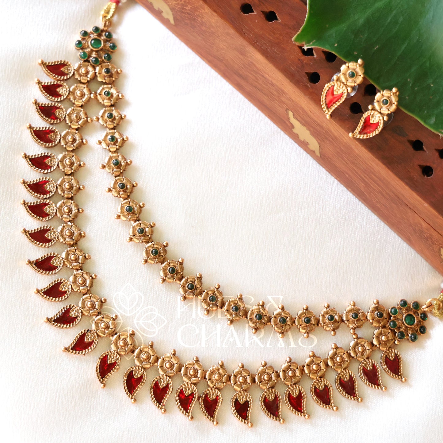 GOLDEN VARNIKA 2 LAYER PALAKKA NECKLACE SET