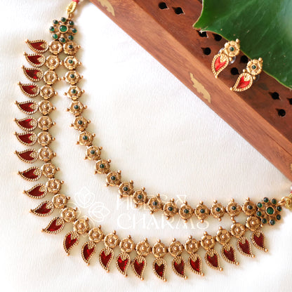 GOLDEN VARNIKA 2 LAYER PALAKKA NECKLACE SET