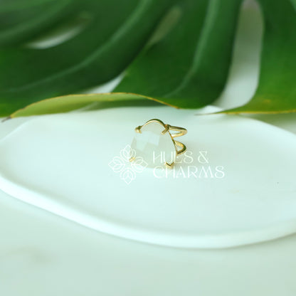 GLOSSY MIXED-CUT  ADJUSTABLE RING (Multiple shapes & colours available)