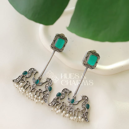 OXIDIZED PEACOCOK DESIGN EARRINGS ( COLOURS AVAILABLE )