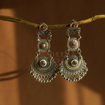 OXIDIZED DUAL TONE TARINI EARRINGS