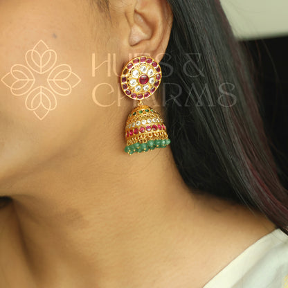 GOLDEN STATEMENT VARNIKA KEMP JHUMKA | PREMIUM JEWELLERY