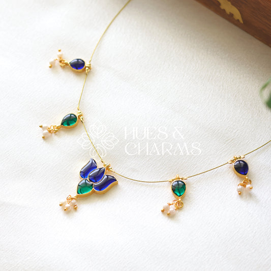 LOTUS FLOATING NECKPIECE - BLUE & GREEN