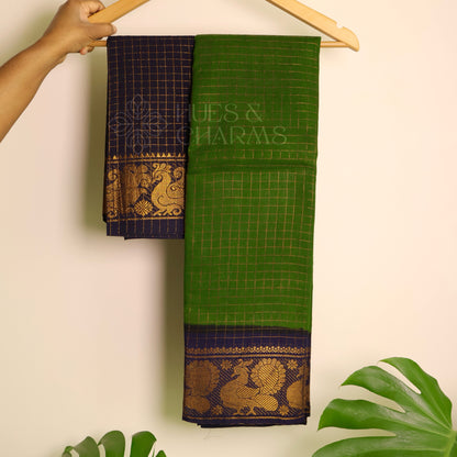 MADURAI SUNGUDI SAREE (Parrot green & deep blue)