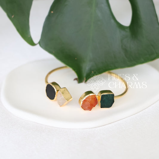 GOLDEN 4 RAW STONE STATEMENT BANGLE (COLOURS AVAILABLE)
