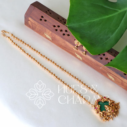 GOLDEN  PADMA LAKSHMI PENDANT NECKLACE SET