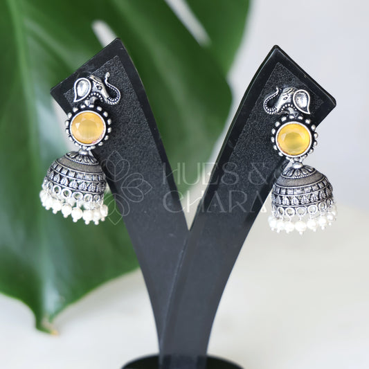 OXIDISED ELEPHANT JHUMKAS( COLOURS AVAILABLE )