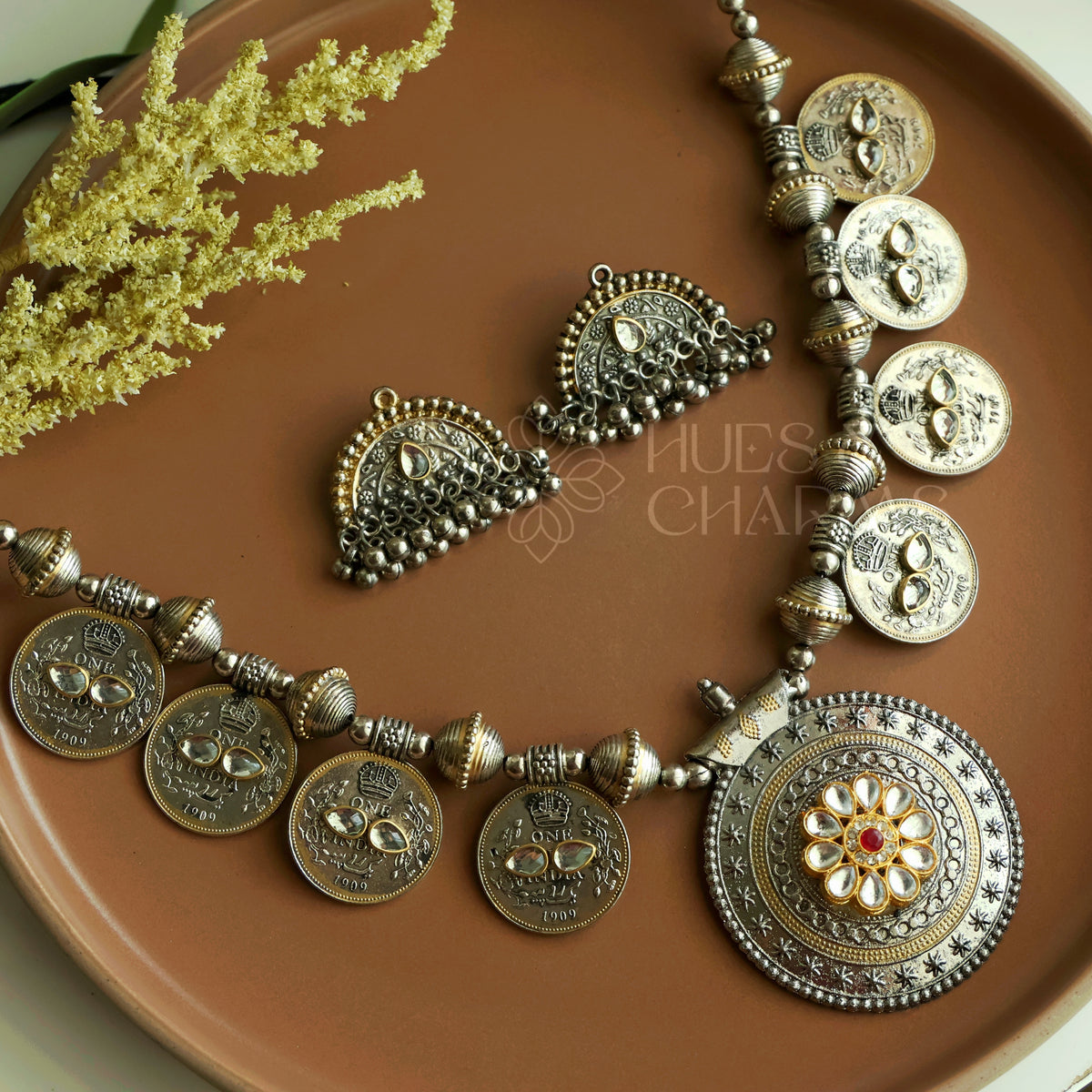 VINTAGE DUAL TONE COIN NECKLACE SET
