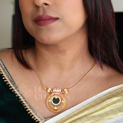 SUVARNA PALAKKA PENDANT BALL NECKLACE | GOLD PLATED