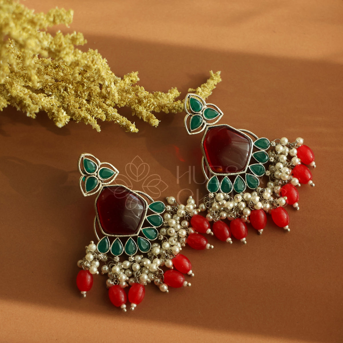 OXIDIZED ANARKALI BEADS EARRINGS