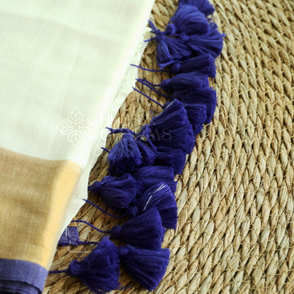 PURE MUL COTTON SAREE  - NEELATHAMARA (OFFWHITE)