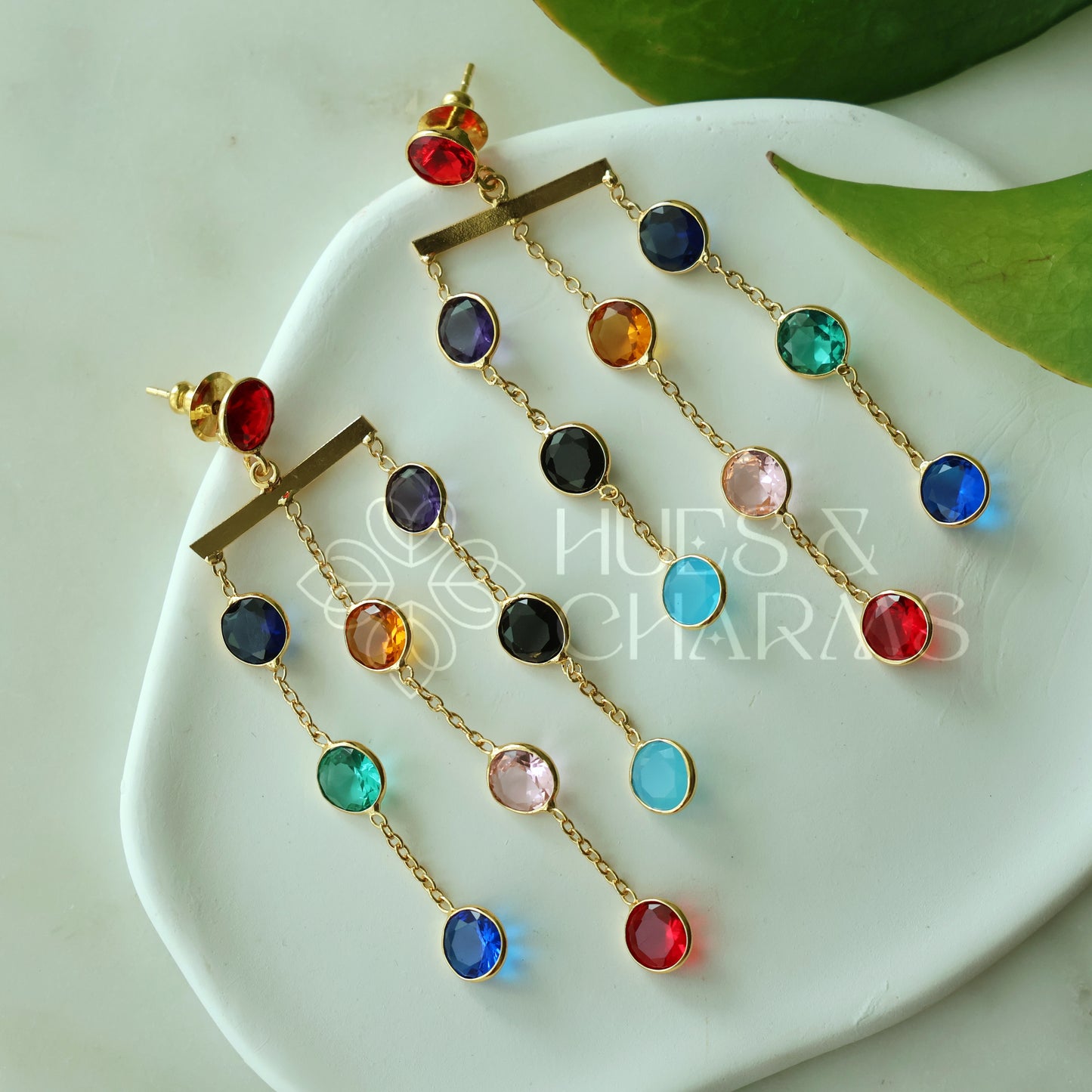 GLOSSY 3 LAYER MULTICOLOUR STATEMENT EARRING (COLOURS AVAILABLE)