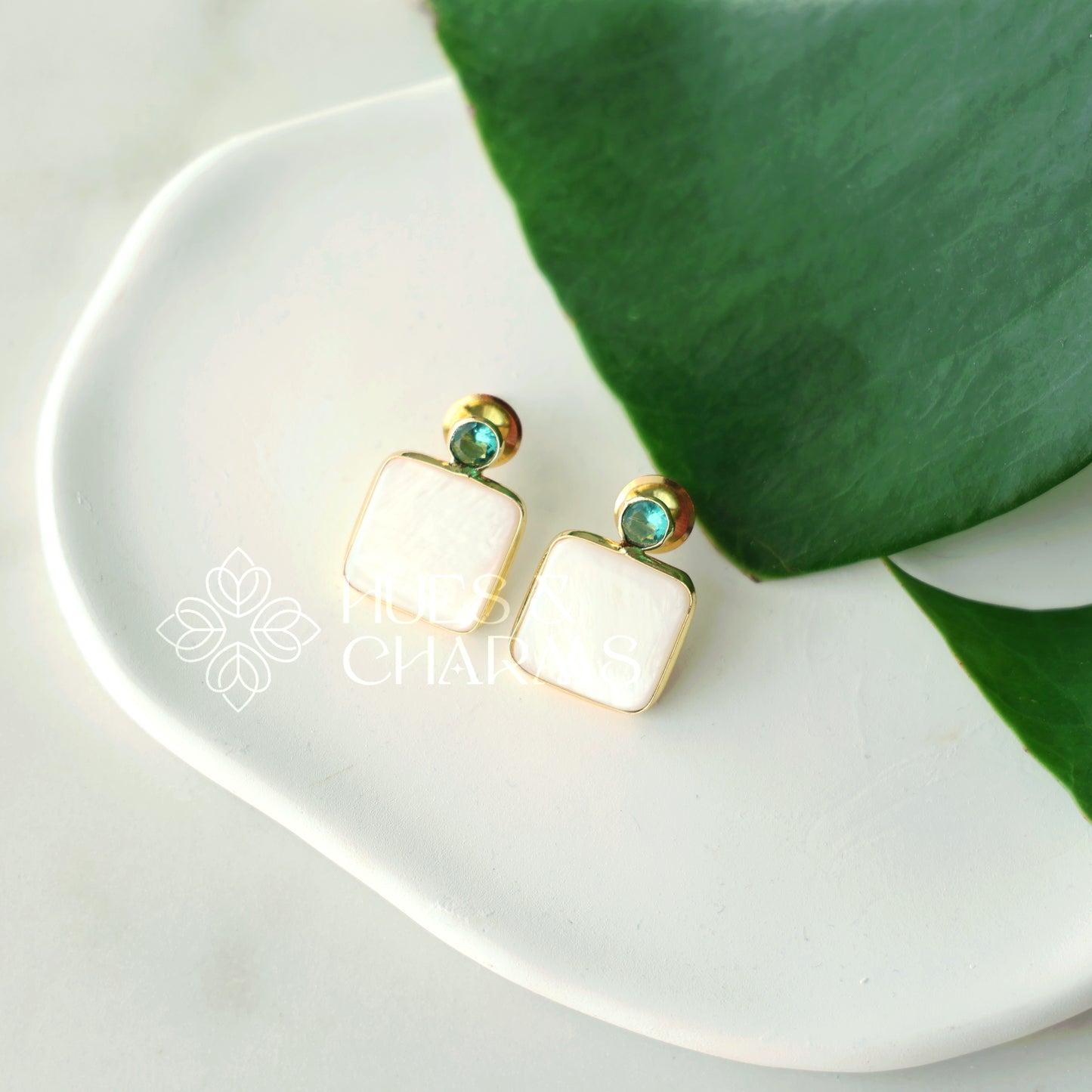 GLOSSY OPALINE MOP STUD EARRINGS (COLOURS AVAILABLE)