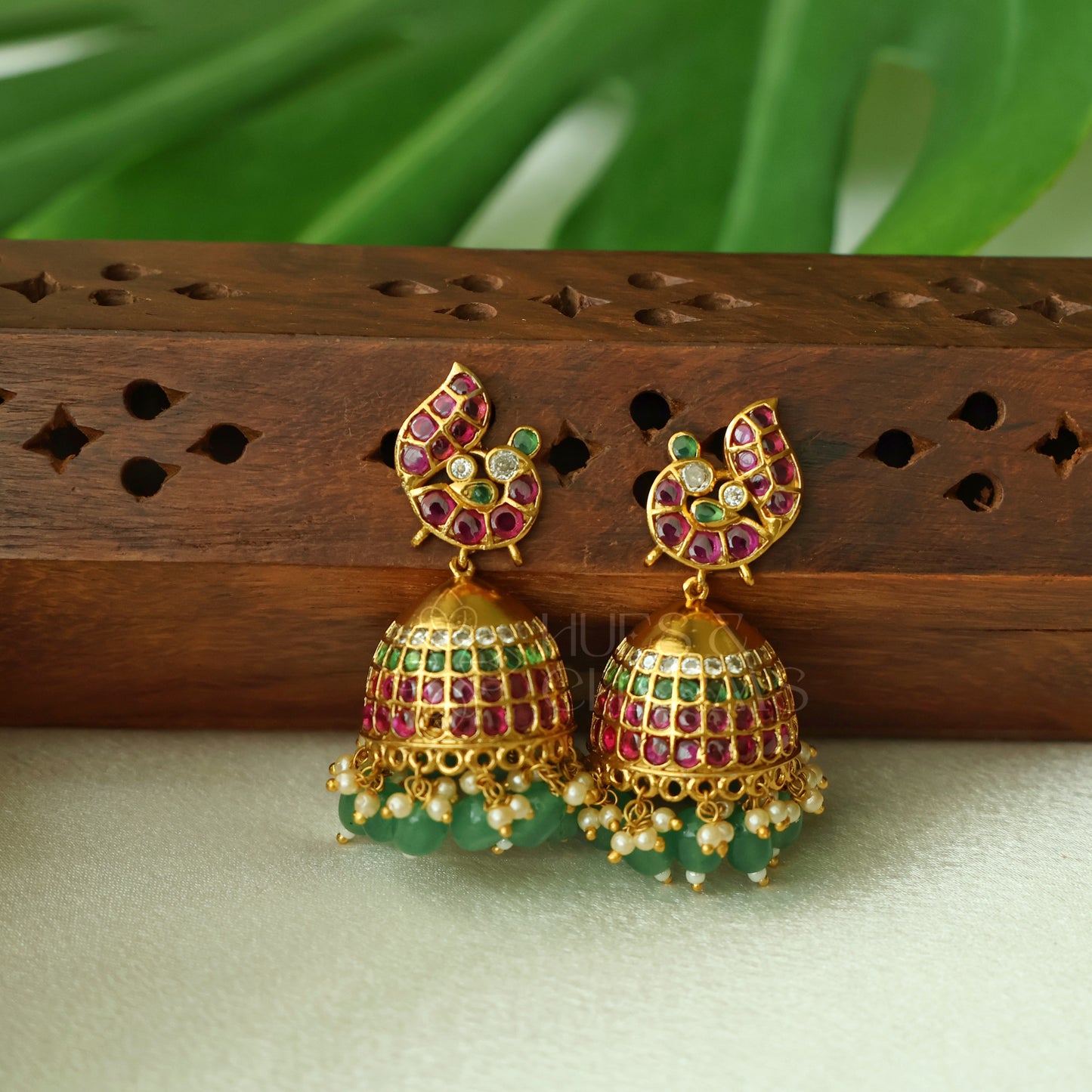 GOLDEN MAYURAVALLI KEMP RAGA JHUMKA |PREMIUM JEWELLERY
