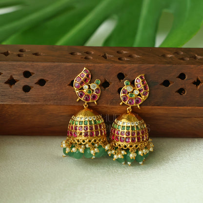 GOLDEN MAYURAVALLI KEMP RAGA JHUMKA |PREMIUM JEWELLERY