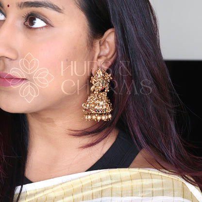 GOLDEN ROYAL LAKSHMI JHUMKA -BIG SIZE