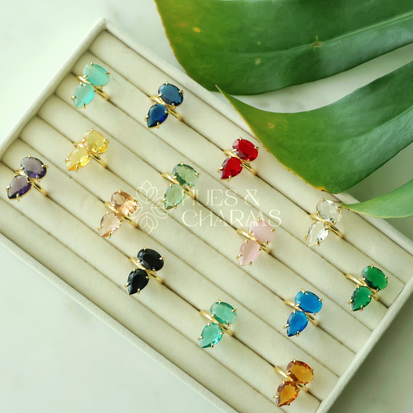 GLOSSY OVAL & TEARDROP ADJUSTABLE RING (COLOURS AVAILABLE)