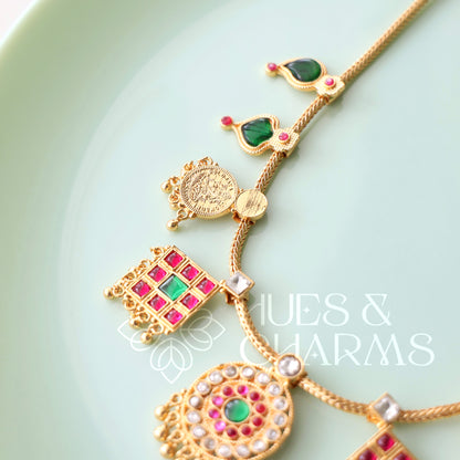 TRADITIONAL STATEMENT PALAKKA AND KASHU COIN FUSION NECKLACE | GOLD PLATED