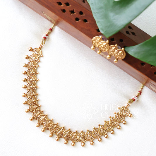 TRADITIONAL GOLDEN LAKSHMI COIN NECKLACE SET