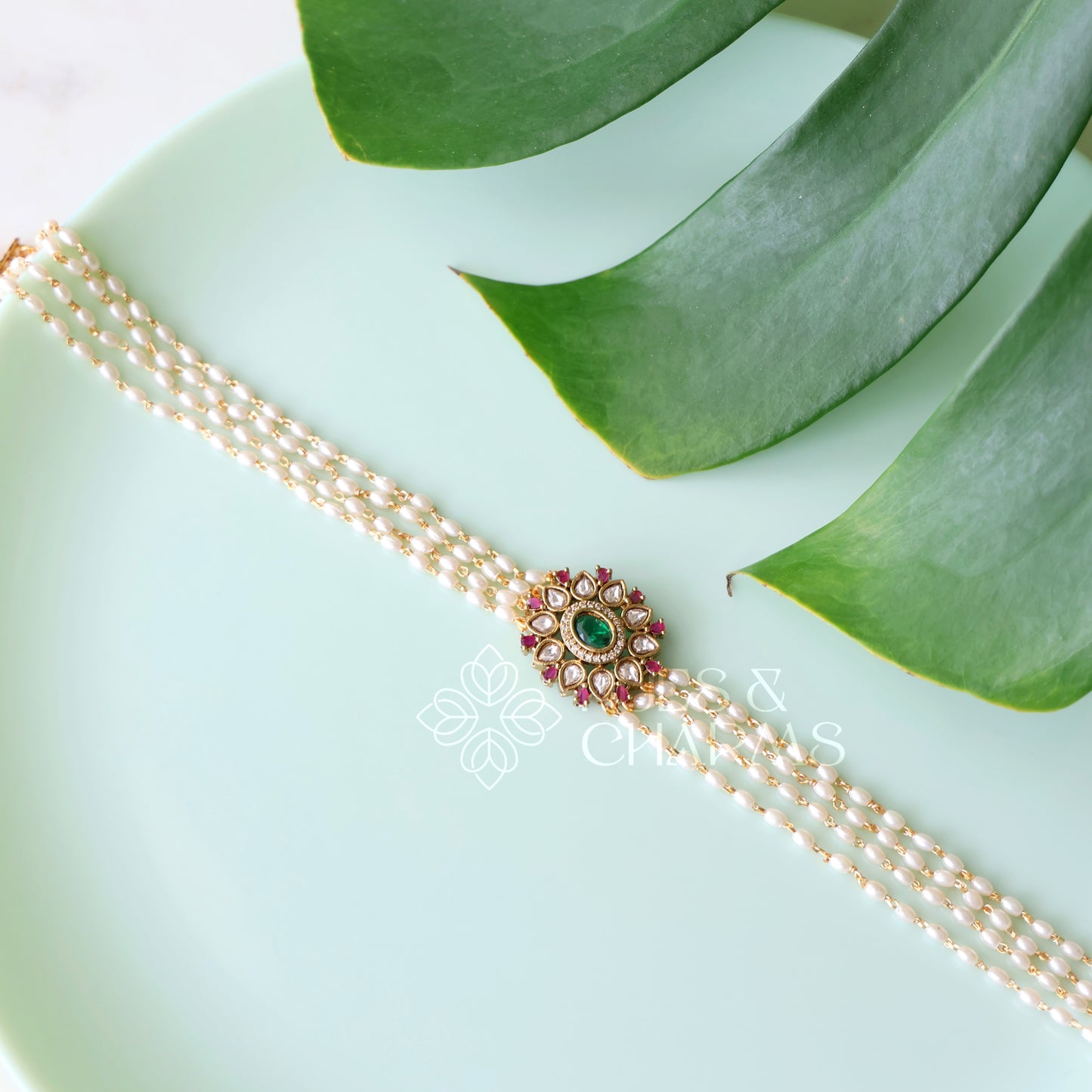 GOLDEN RATNA PADMA KUNDAN PEARL CHOKER | Premium jewellery