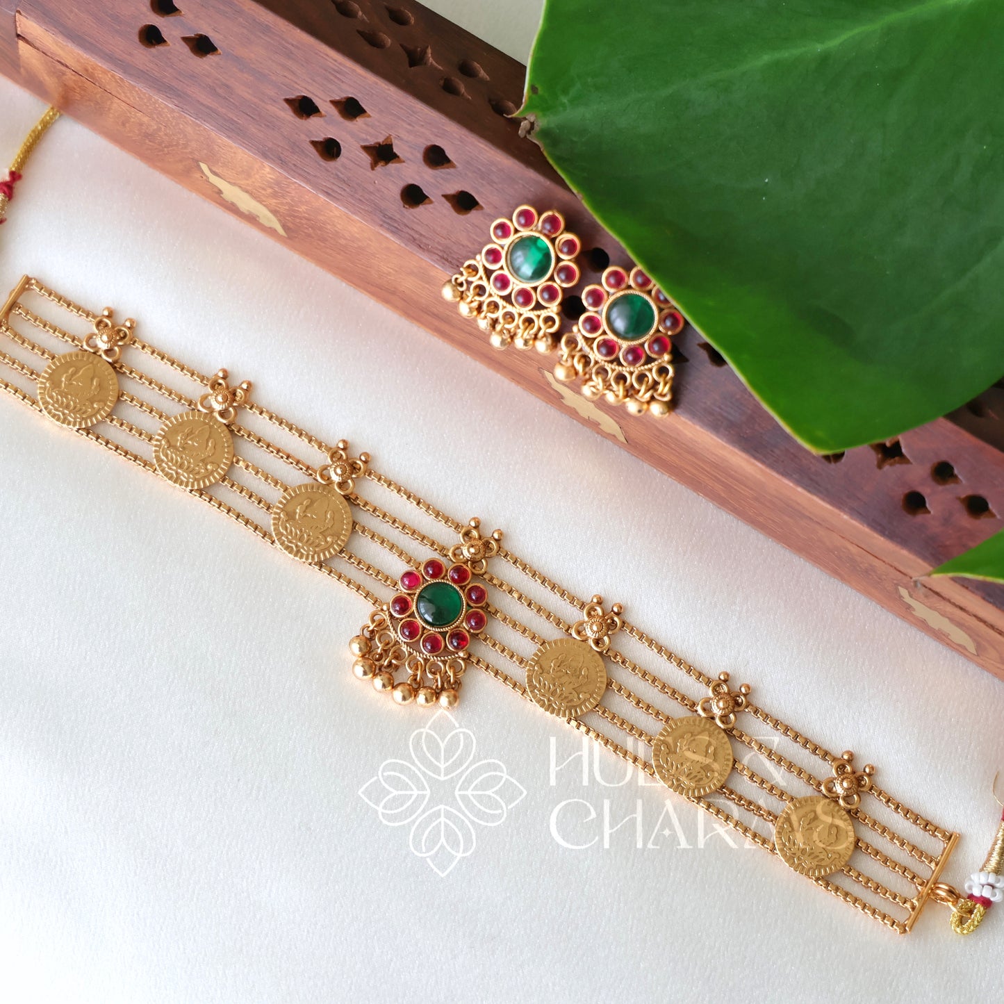 TRADITIONAL 5 LAYER LAKSHMI COIN CHOKER SET