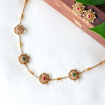 GOLDEN SIMPLE CHAKRA MOTIF NECKLACE SET