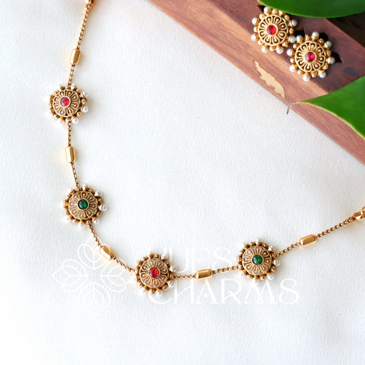 GOLDEN SIMPLE CHAKRA MOTIF NECKLACE SET