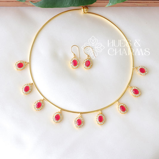 GOLDEN OVAL DROP NECK CUFF SET (COLOURS AVAILABLE)