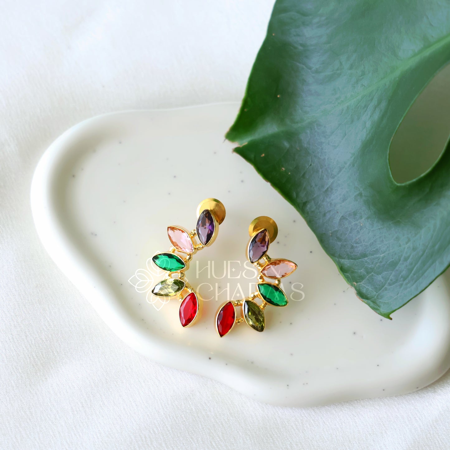 GOLDEN PETAL ARC EARRINGS (COLOURS AVAILABLE)