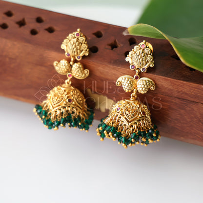 TRADITIONAL VAMIKA GREEN BEADED JHUMKA | PREMIUM JEWELLERY