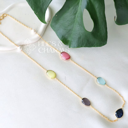 MULTICOLOUR GLOSSY MEDIUM NECKLACE (COLOURS AVAILABLE)