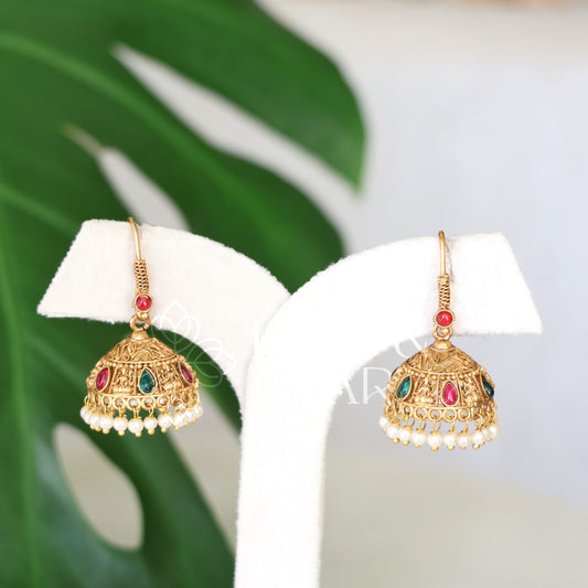 GOLDEN SUVARNA LAKSHMI SIMPLE JHUMKA WITH PEARLS