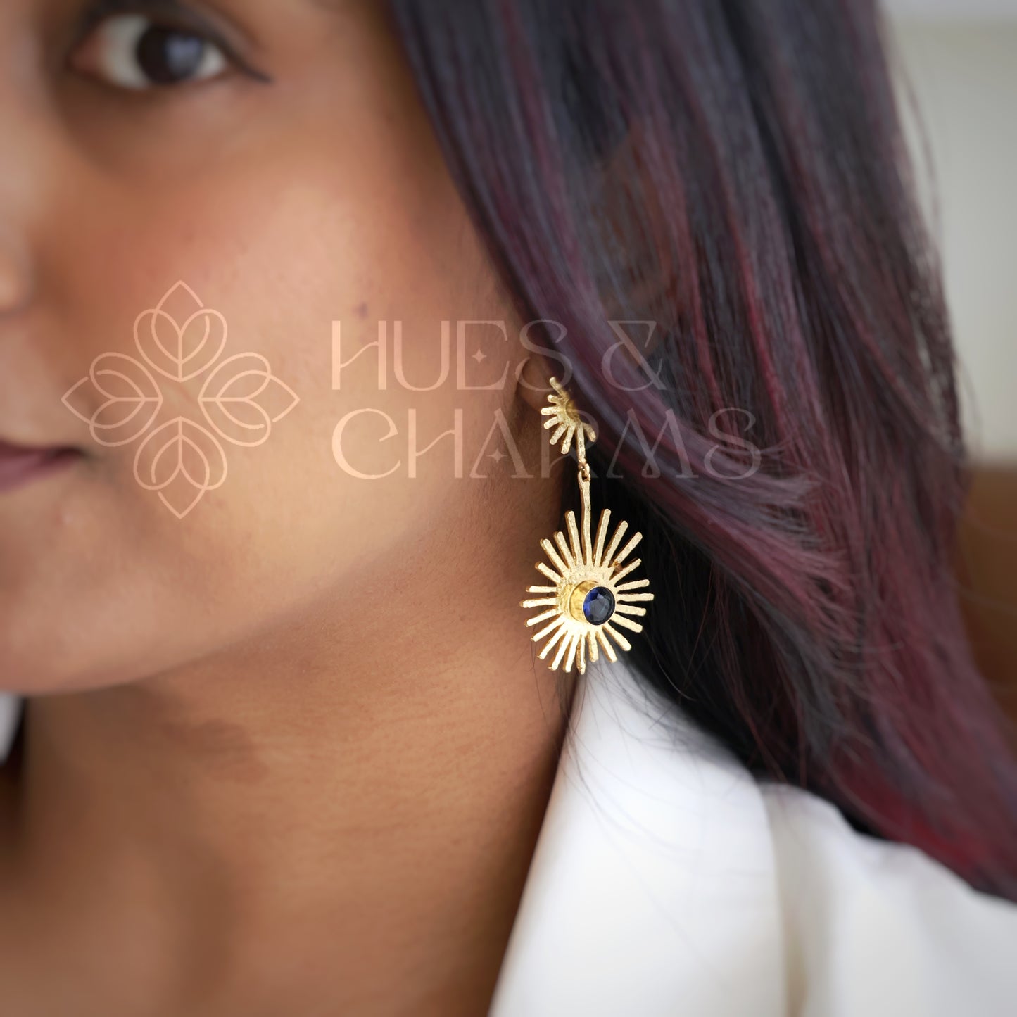 GOLDEN SUNBEAM DUO DROPS EARRINGS (COLOURS AVAILABLE)