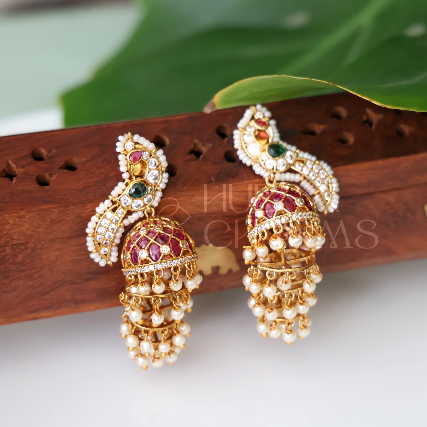 GOLDEN MAYURI LAYERED PEARL JHUMKA| PREMIUM JEWELLERY